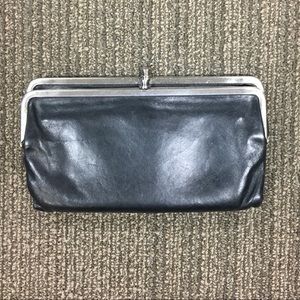 Black leather HOBO clutch